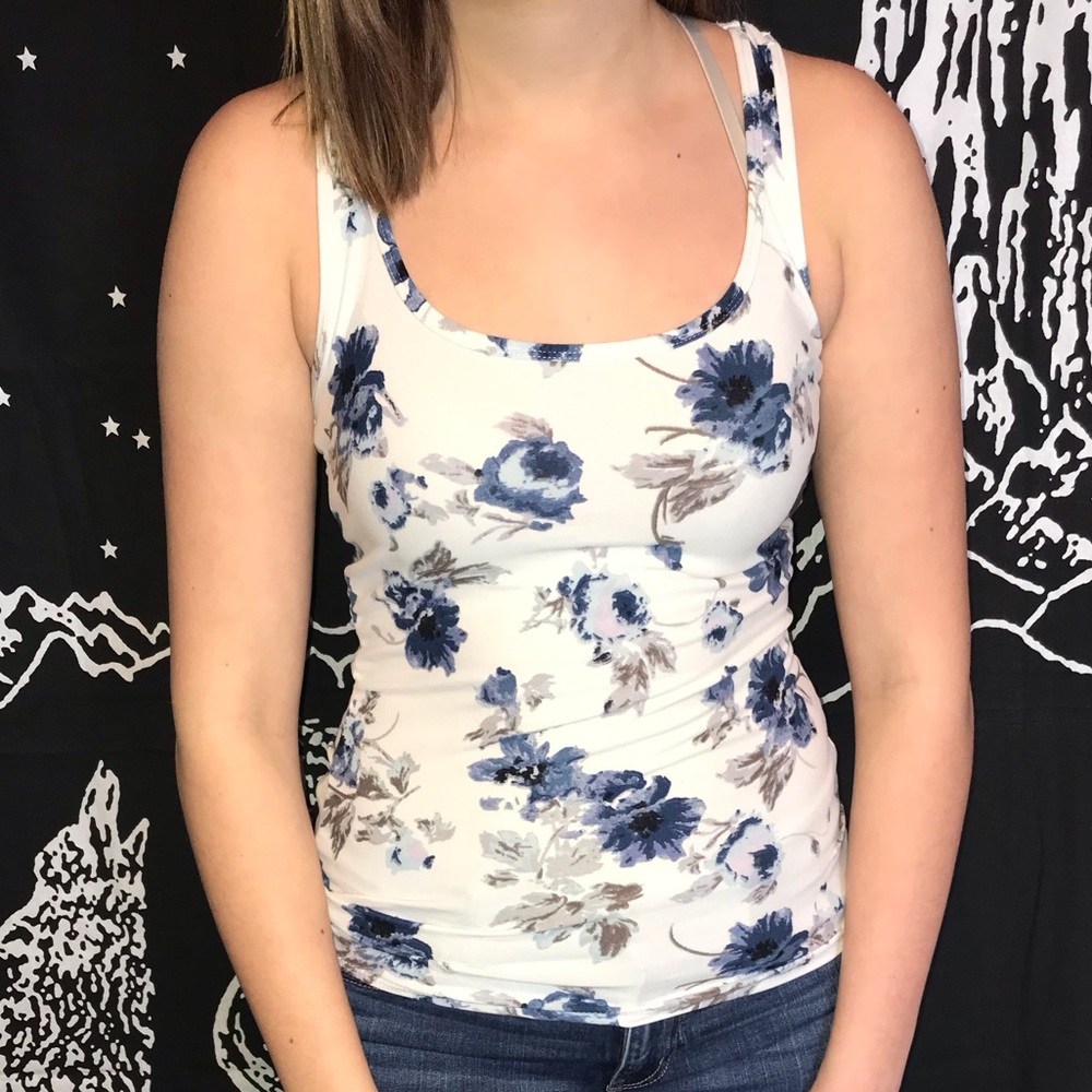 White floral racerback